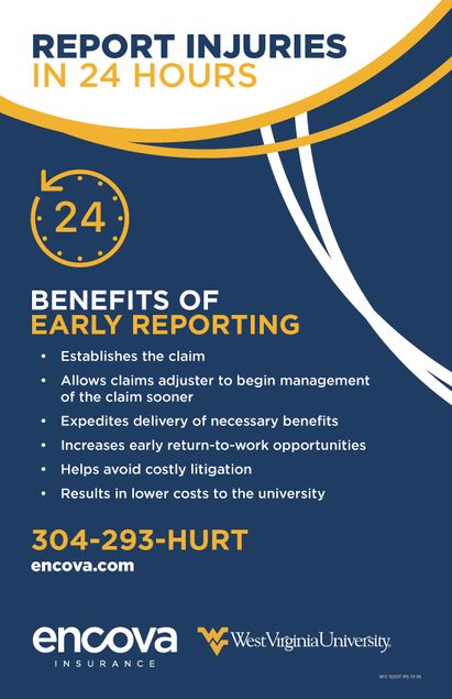 Report Injuries in 24 Hours CALL 304-293-HURT